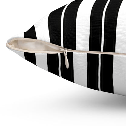 White, Black Retro Stripes Cushion Pillow