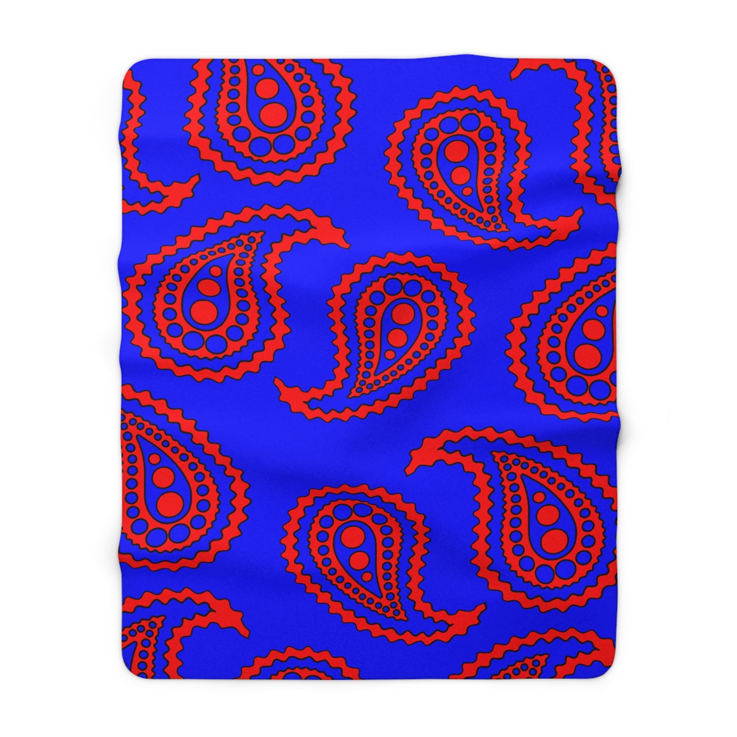 Blue, Red Retro Paisley Blanket Throw