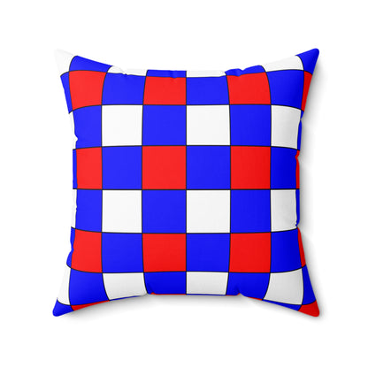 Blue, White, Red Retro Check Cushion Pillow