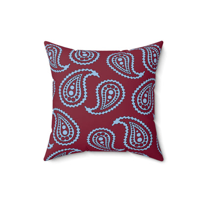 Claret, Blue Retro Paisley Cushion Pillow