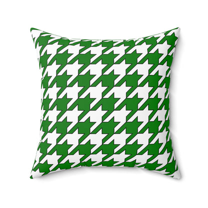 Green, White Retro Houndstooth Cushion Pillow