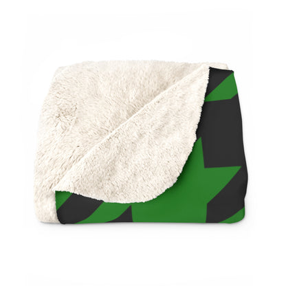 Green, Black Retro Houndstooth Blanket Throw