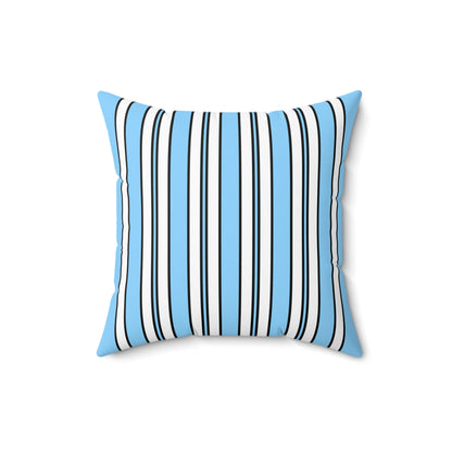 Light Blue, White Retro Stripes Cushion Pillow