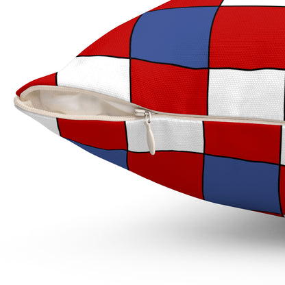 Democratic Peoples Republic Of Korea Retro Check Cushion Pillow