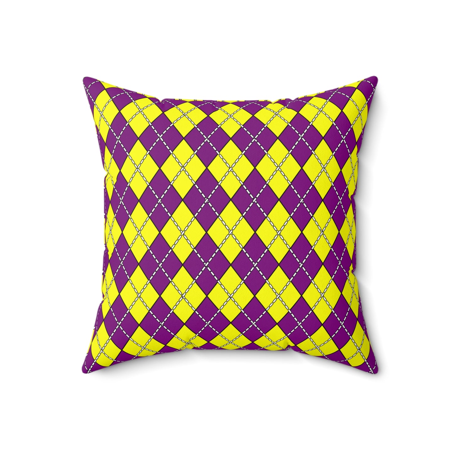 Purple, Yellow Retro Argyle Cushion Pillow