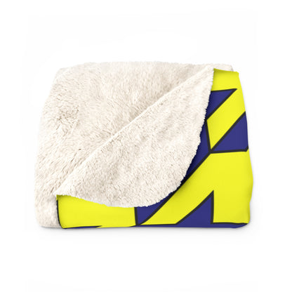 Navy Blue, Yellow Retro Houndstooth Blanket Throw