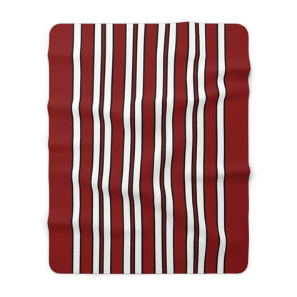 Dark Red, White Retro Stripes Blanket Throw