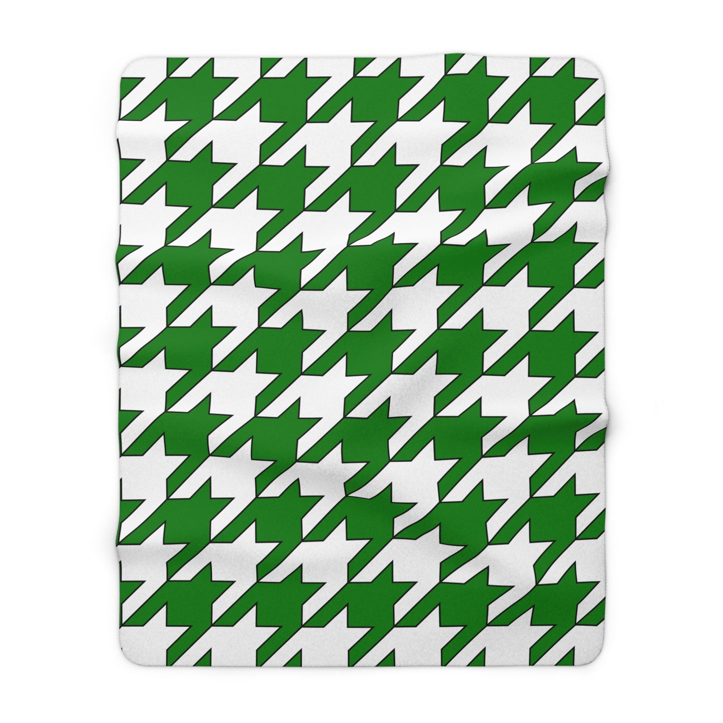 Green, White Retro Houndstooth Blanket Throw