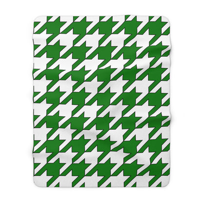 Green, White Retro Houndstooth Blanket Throw