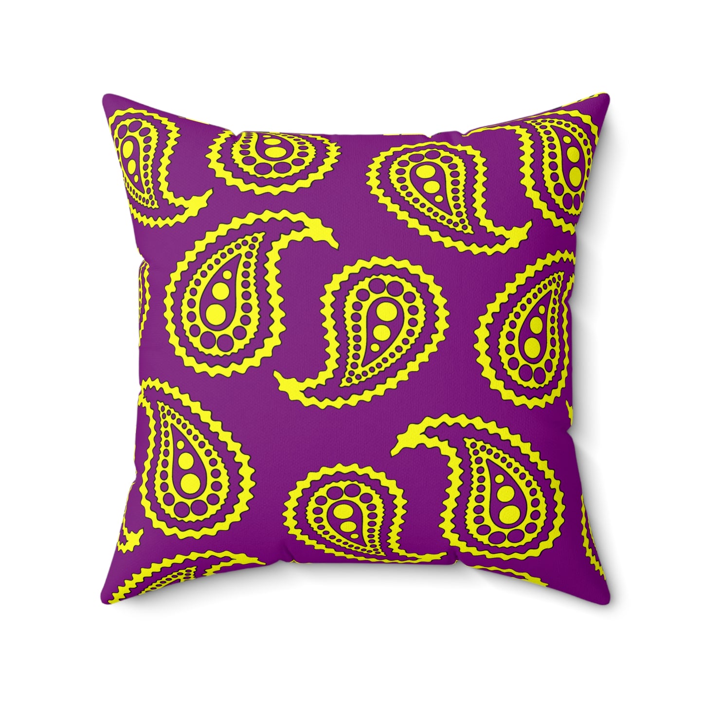 Purple, Yellow Retro Paisley Cushion Pillow