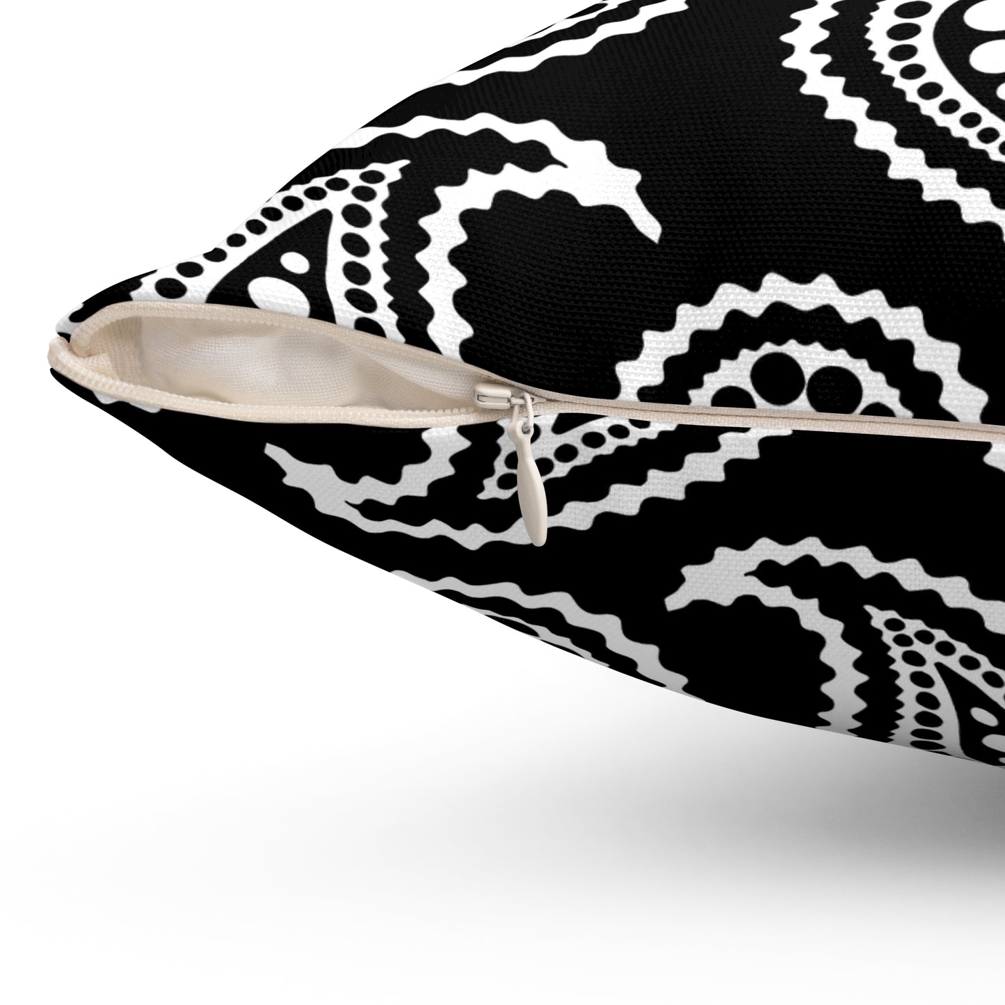 Black, White Retro Paisley Cushion Pillow