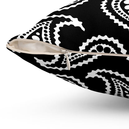 Black, White Retro Paisley Cushion Pillow