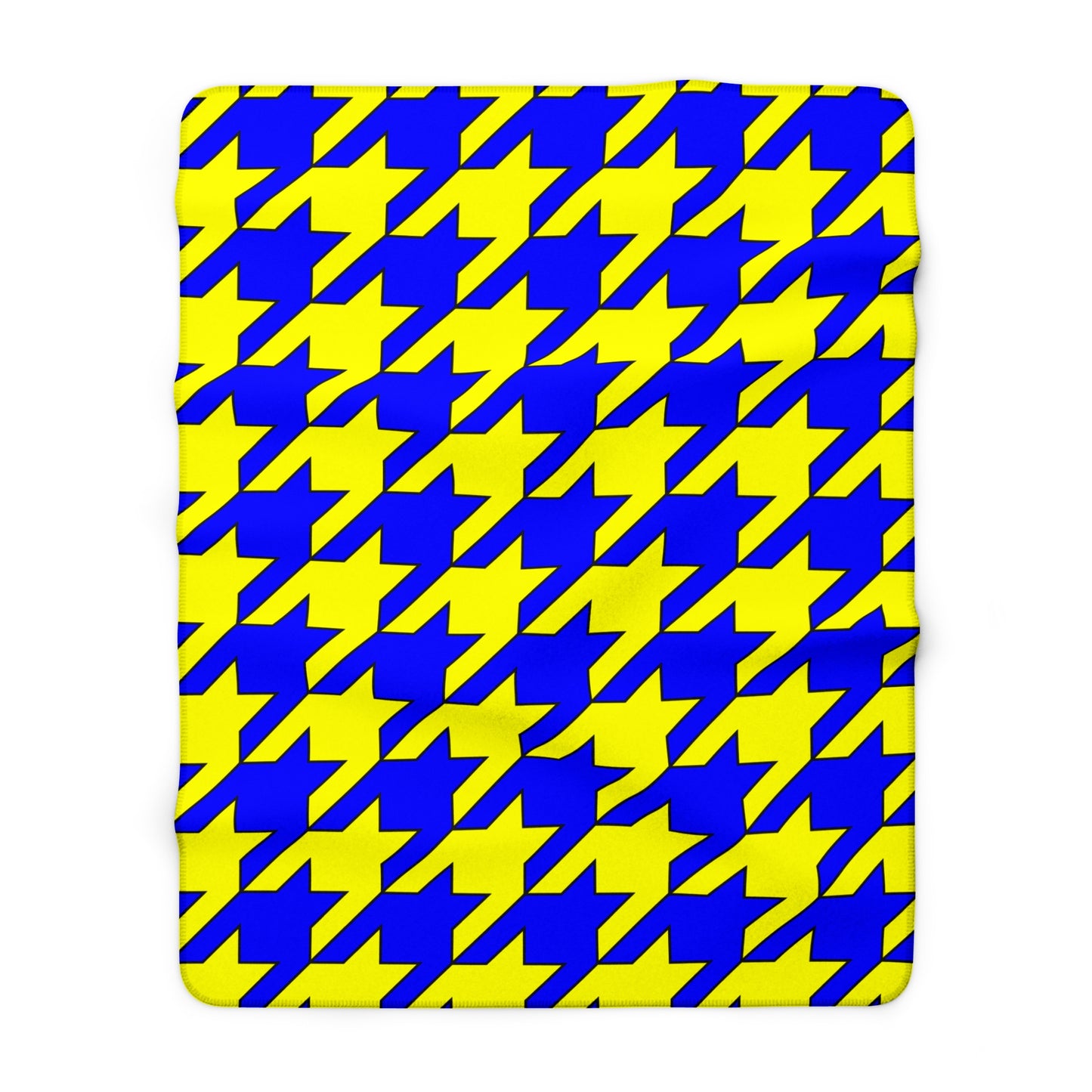 Blue, Yellow Retro Houndstooth Blanket Throw