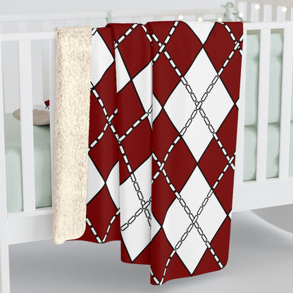 Maroon, White Retro Argyle Blanket Throw