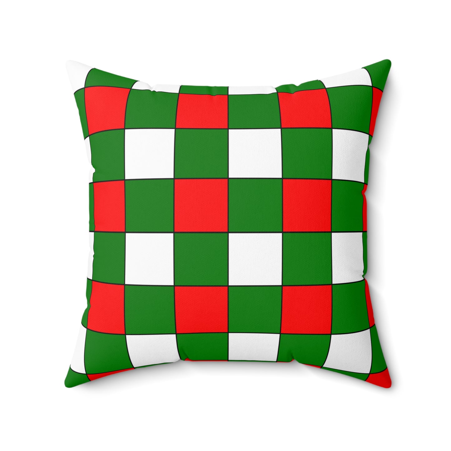Green, White, Red Retro Check Cushion Pillow