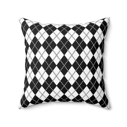 White, Black Retro Argyle Cushion Pillow