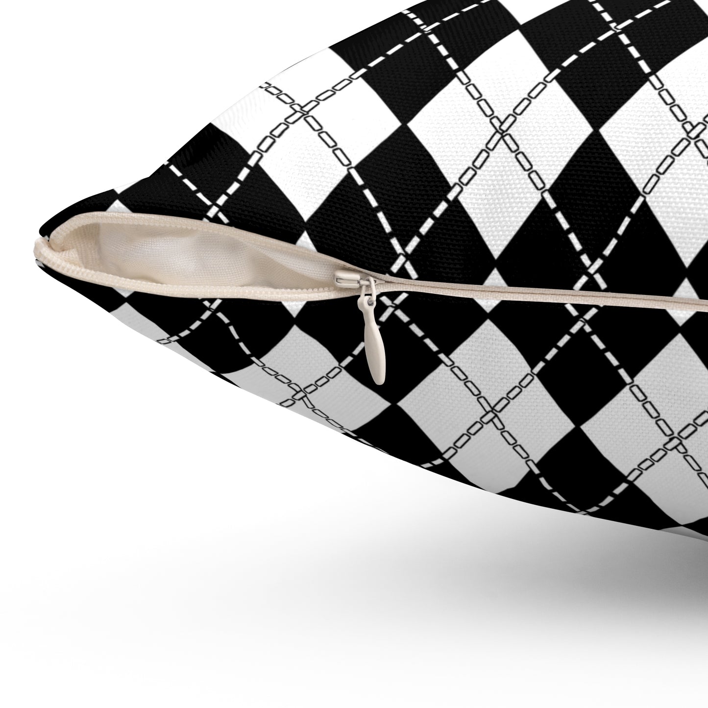 Black, White Retro Argyle Cushion Pillow