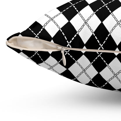 Black, White Retro Argyle Cushion Pillow
