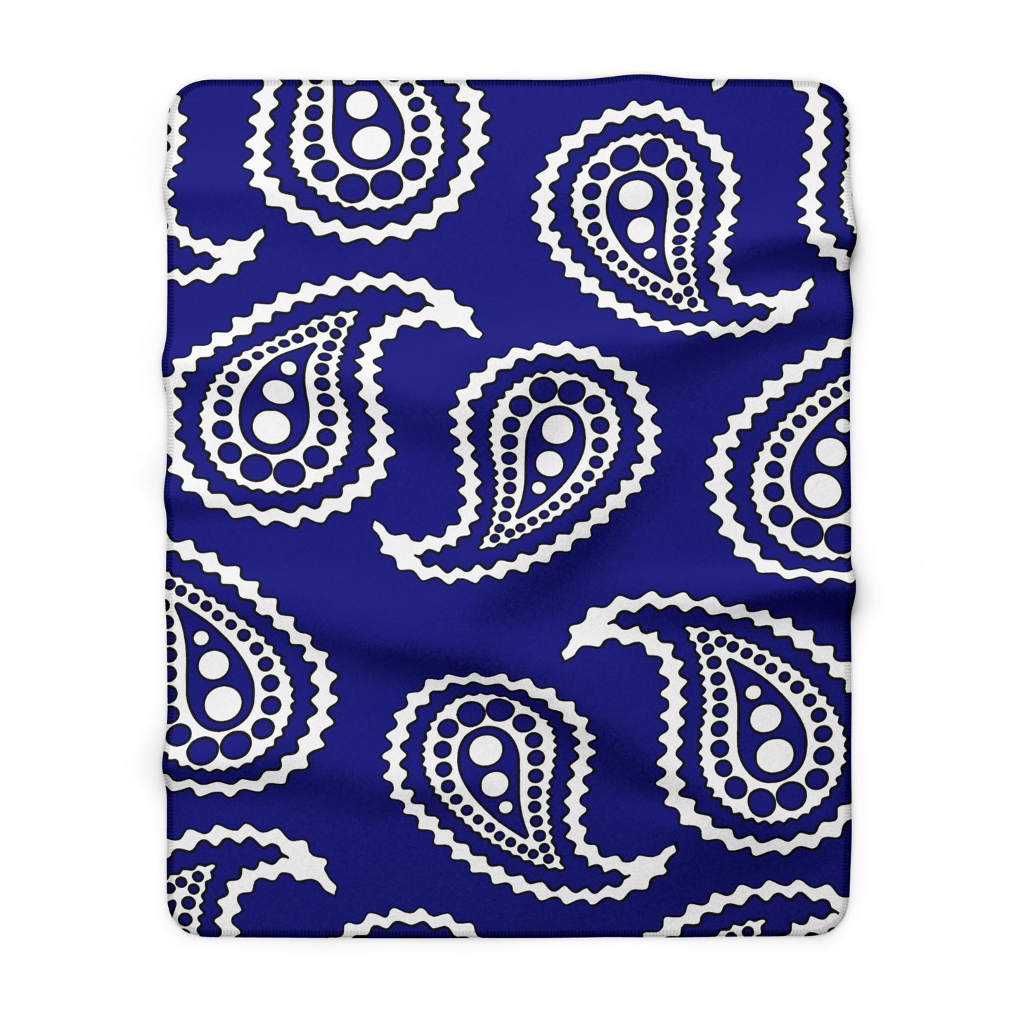 Navy Blue, White Retro Paisley Blanket Throw