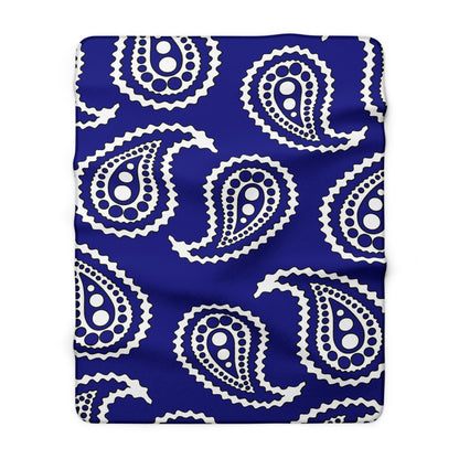 Navy Blue, White Retro Paisley Blanket Throw