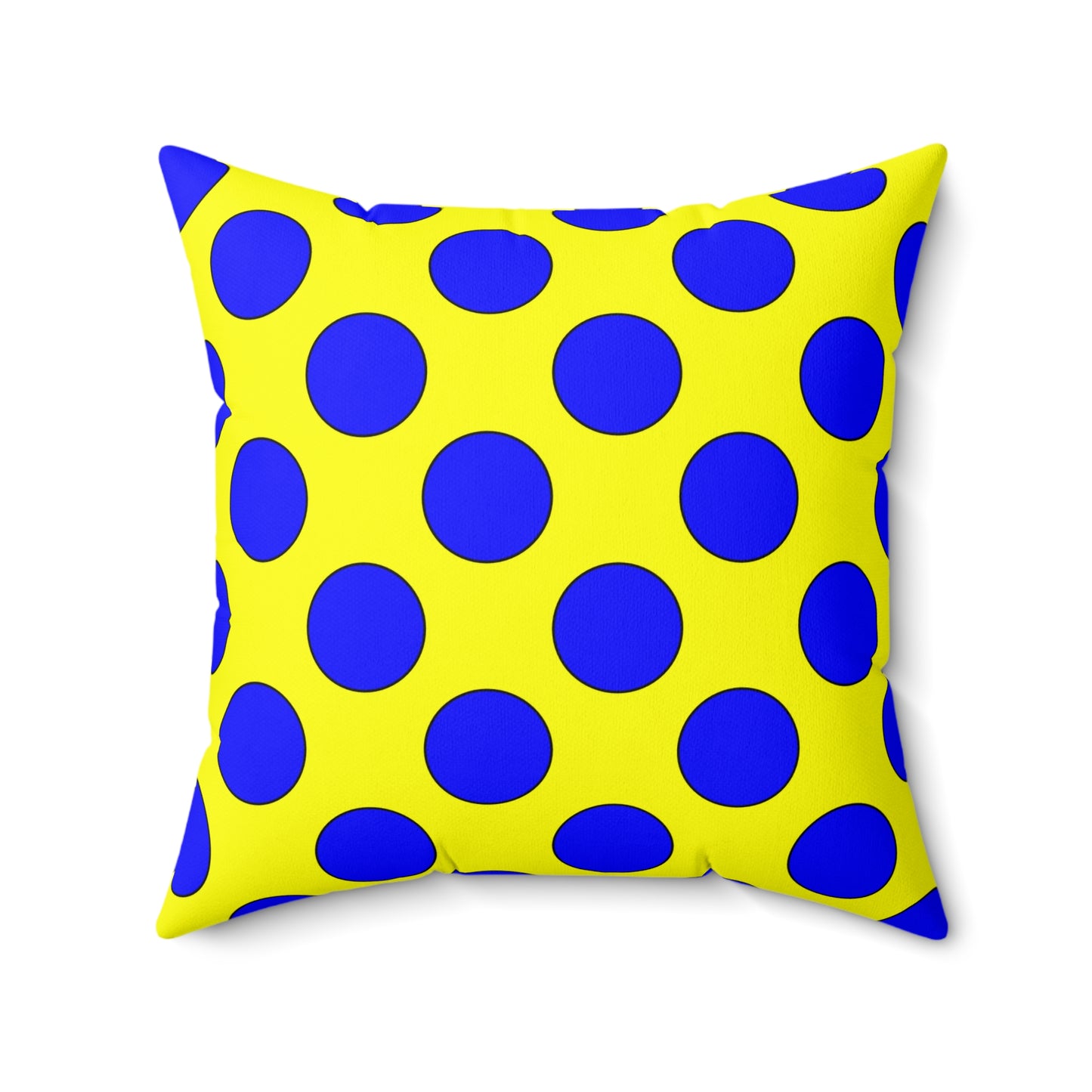 Yellow, Blue Retro Polka Dots Cushion Pillow