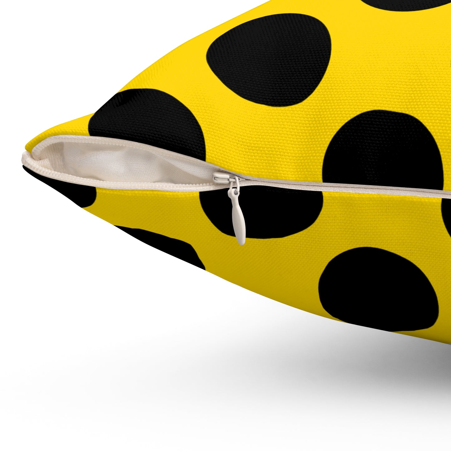 Gold, Black Retro Polka Dots Cushion Pillow