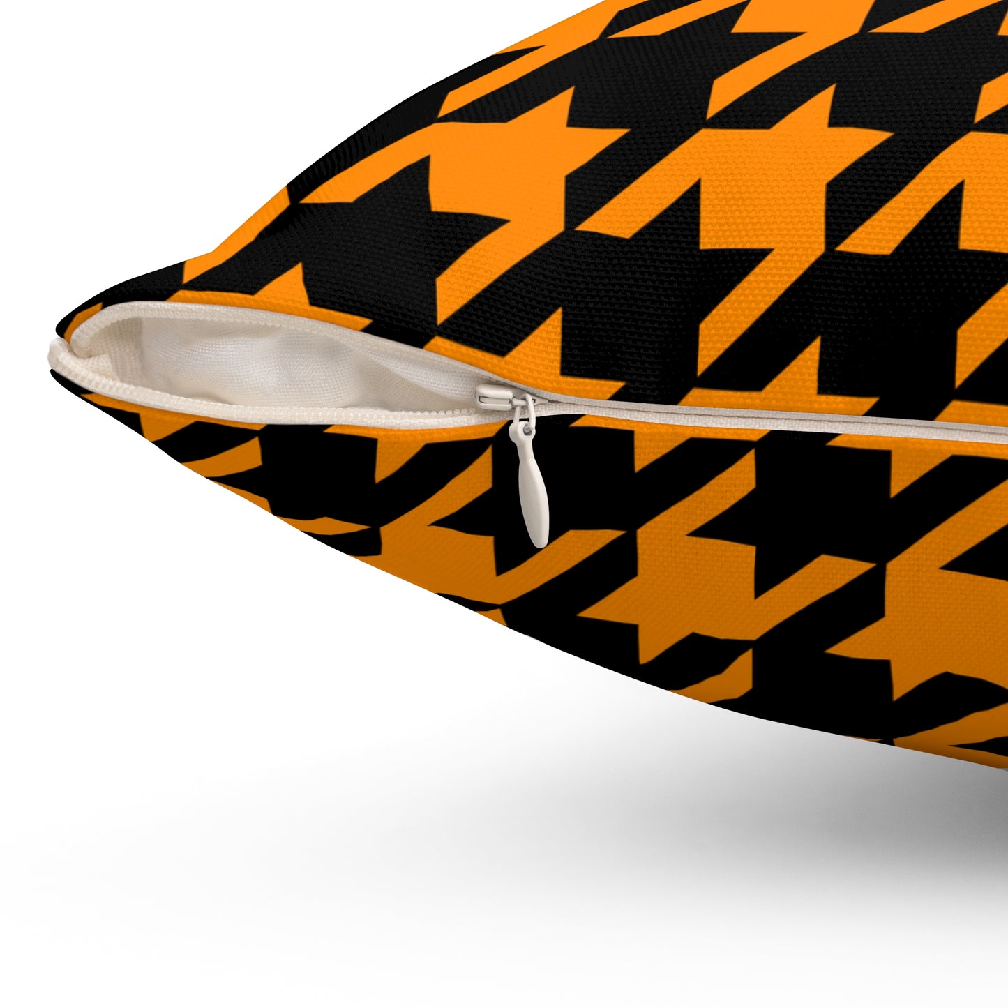 Dark Orange, Black Retro Houndstooth Cushion Pillow