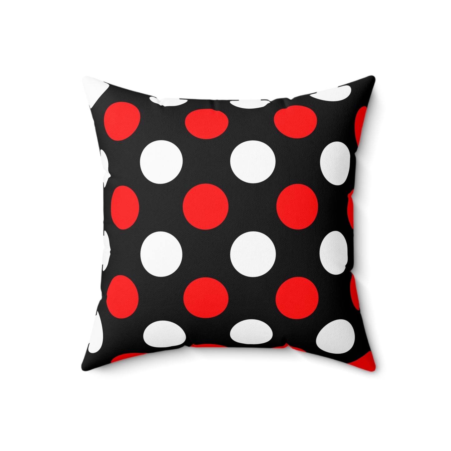 Black, White, Red Retro Polka Dots Cushion Pillow