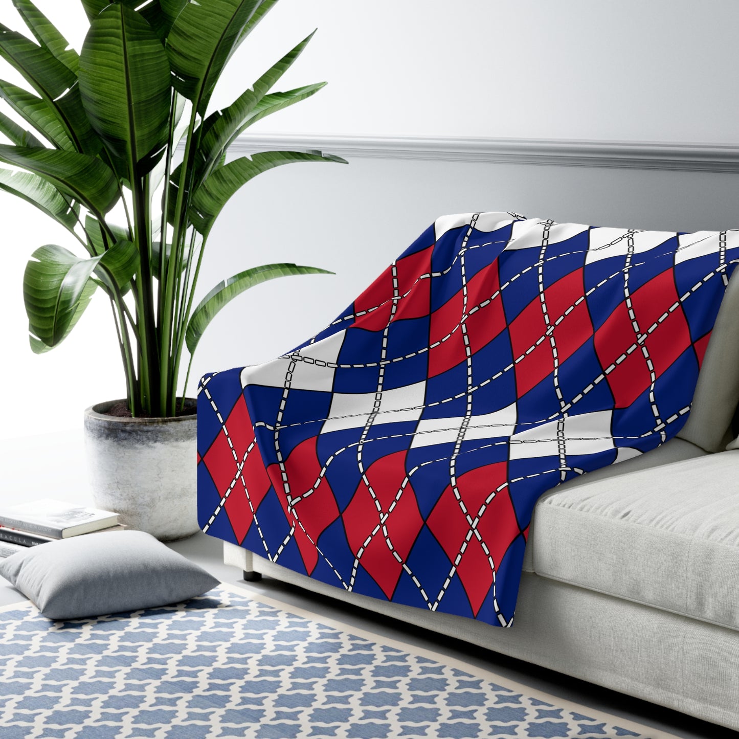 New Zealand Retro Argyle Blanket Throw