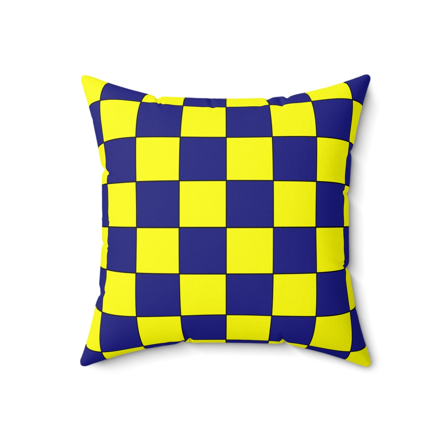 Navy Blue, Yellow Retro Check Cushion Pillow