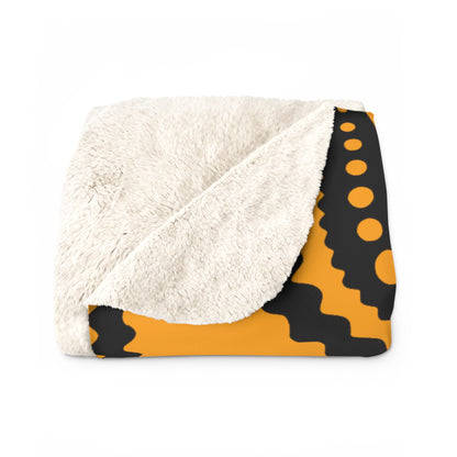 Orange, Black Retro Paisley Blanket Throw