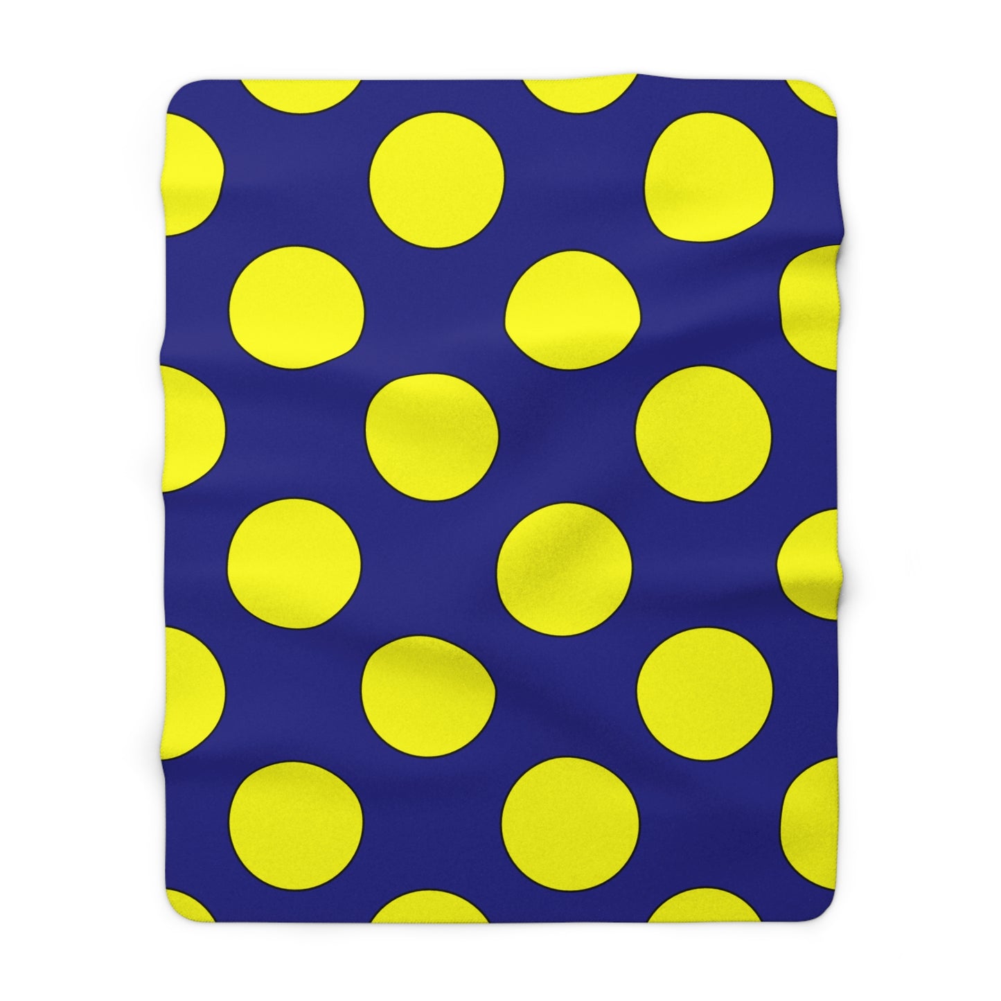 Navy Blue, Yellow Retro Polka Dots Blanket Throw
