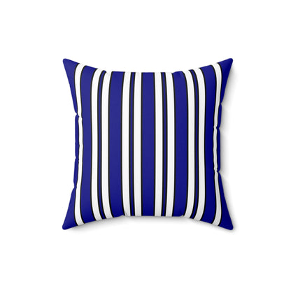Dark Blue, White Retro Stripes Cushion Pillow