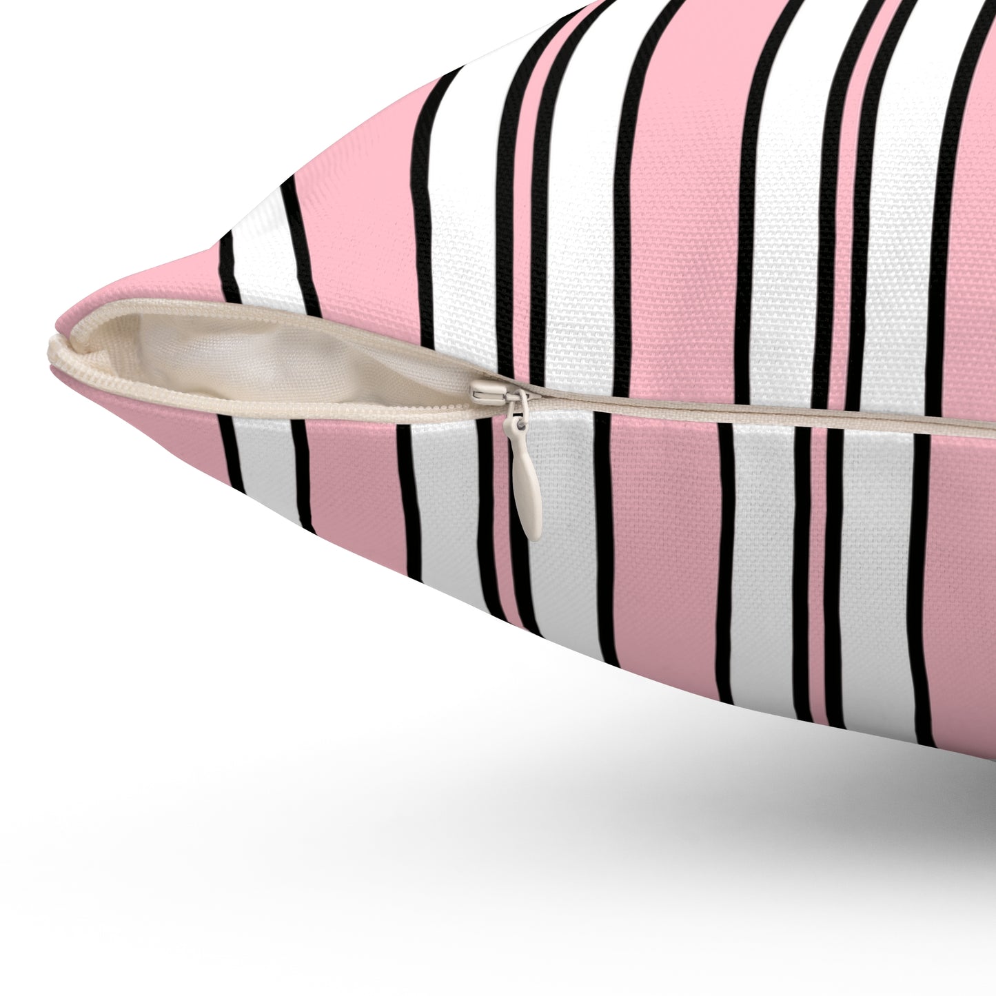 Pink, White Retro Stripes Cushion Pillow