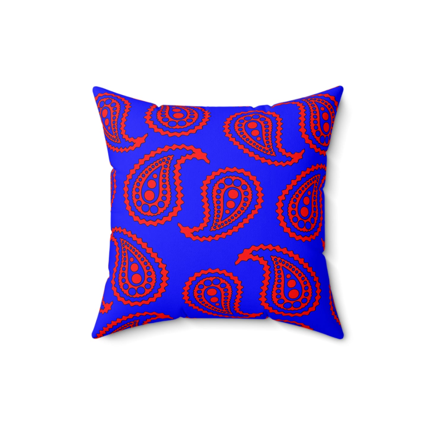 Blue, Red Retro Paisley Cushion Pillow