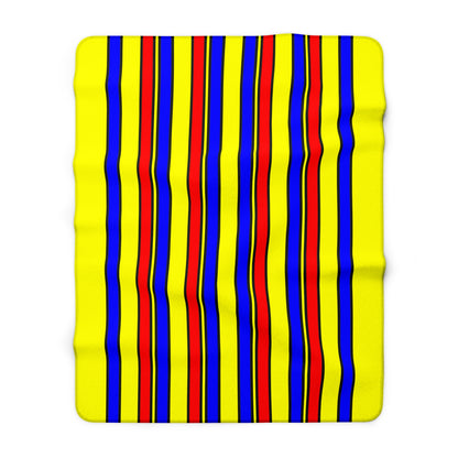 Yellow, Blue, Red Retro Stripes Blanket Throw