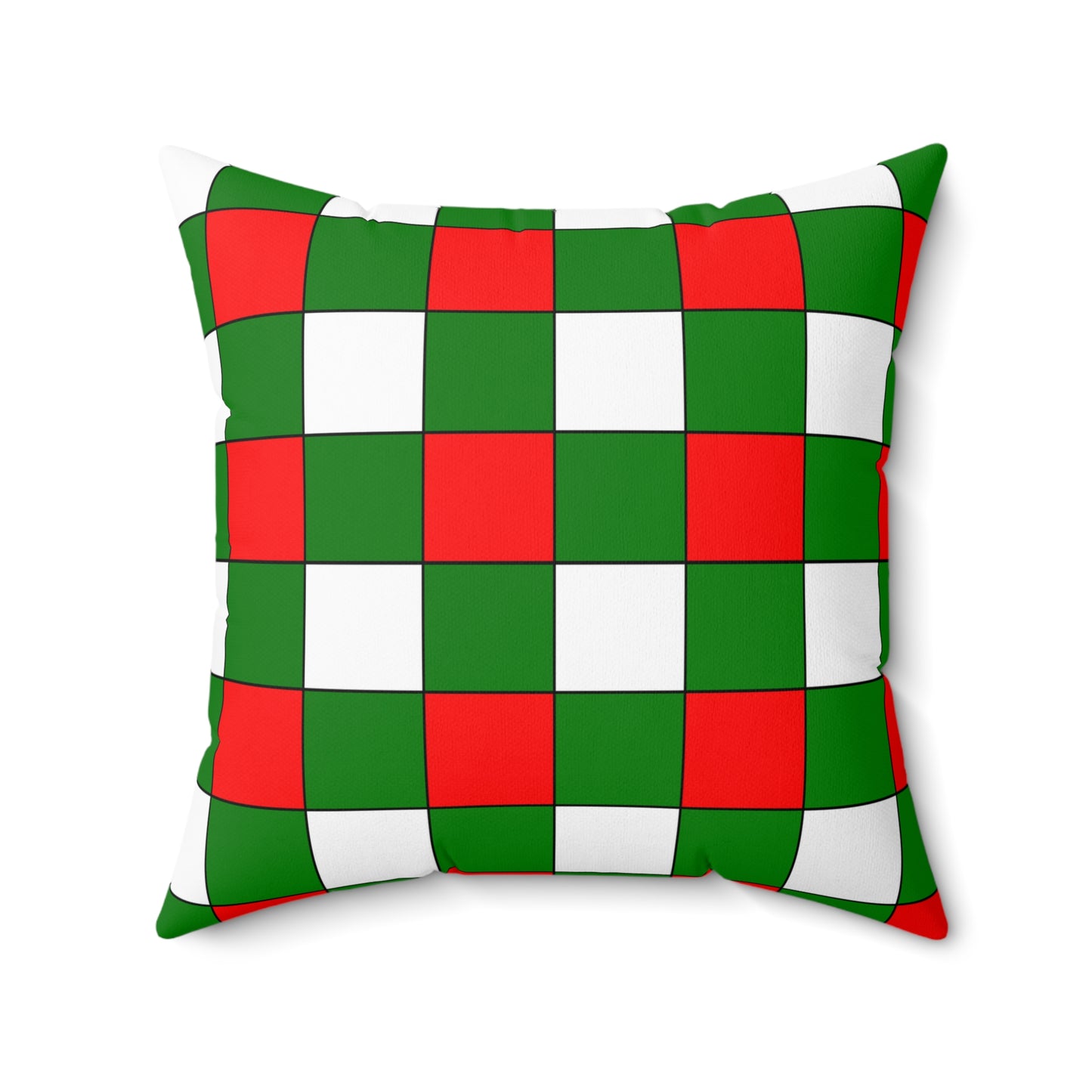 Green, White, Red Retro Check Cushion Pillow