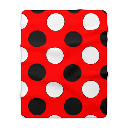 Red, Black, White Retro Polka Dots Blanket Throw