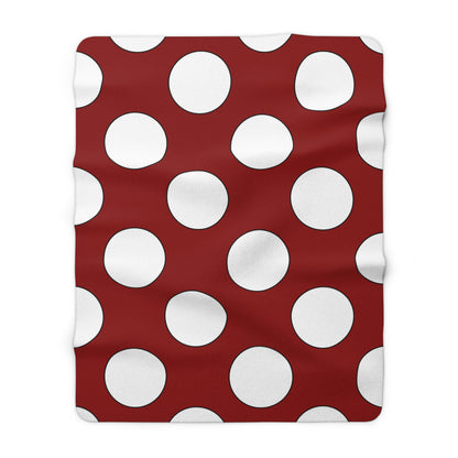 Dark Red, White Retro Polka Dots Blanket Throw