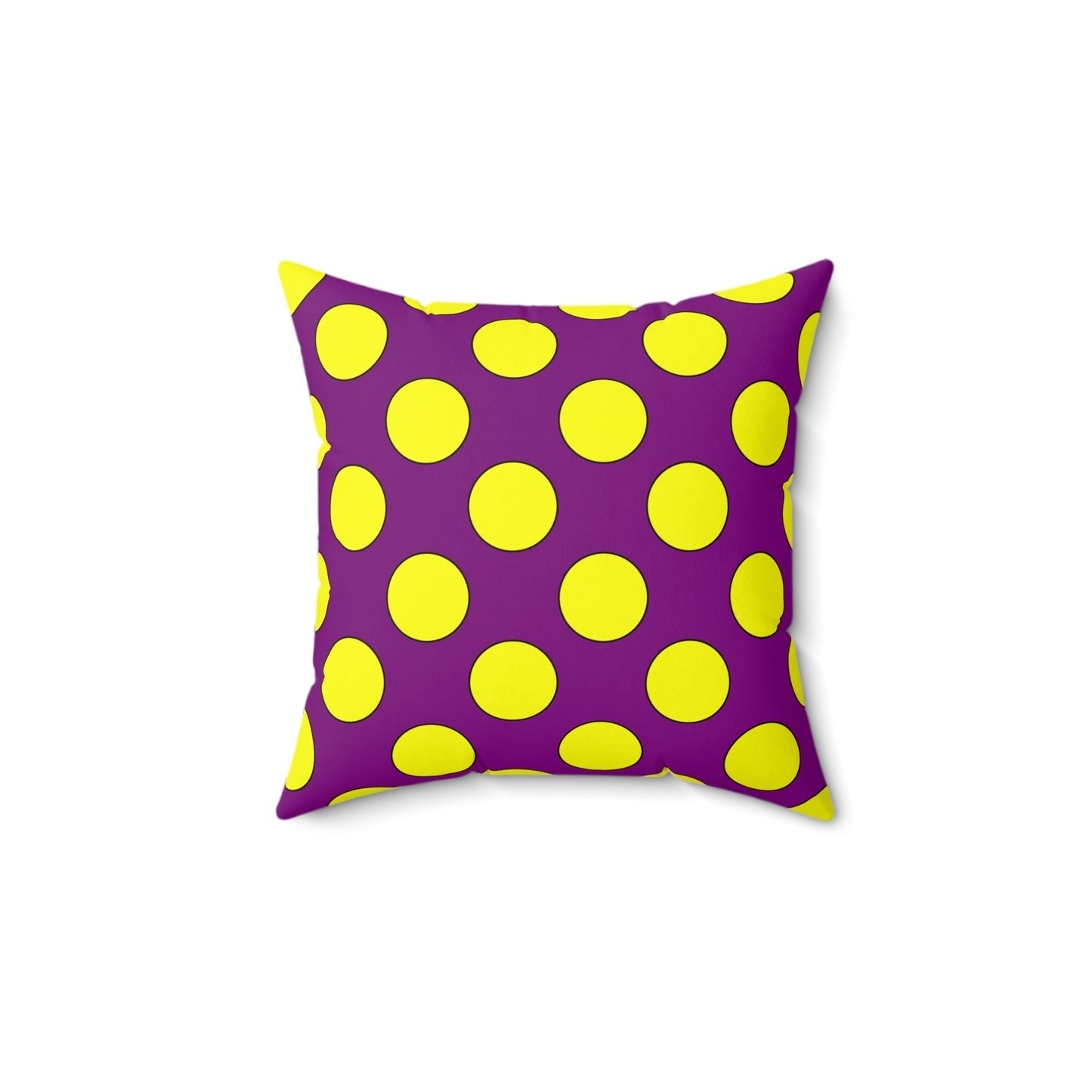 Purple, Yellow Retro Polka Dots Cushion Pillow