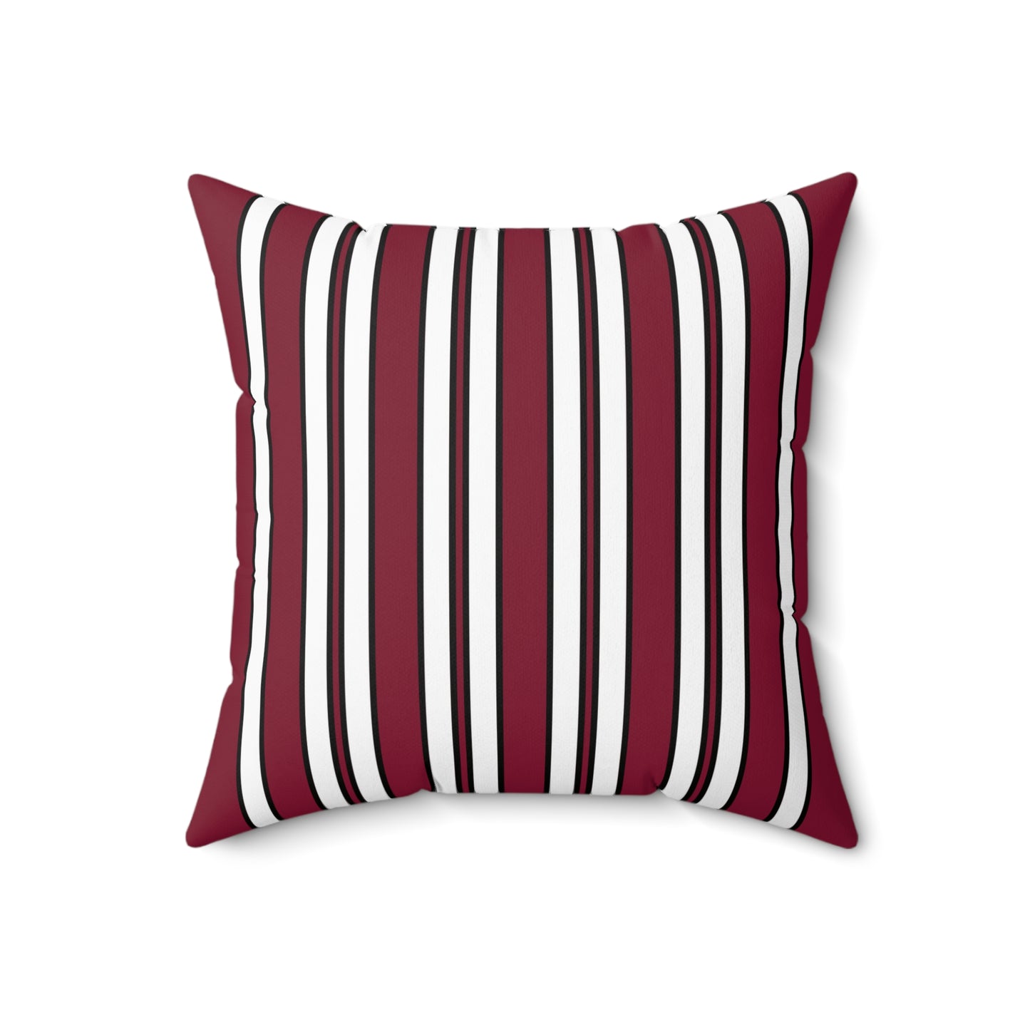 Claret, White Retro Stripes Cushion Pillow