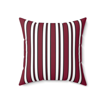 Claret, White Retro Stripes Cushion Pillow