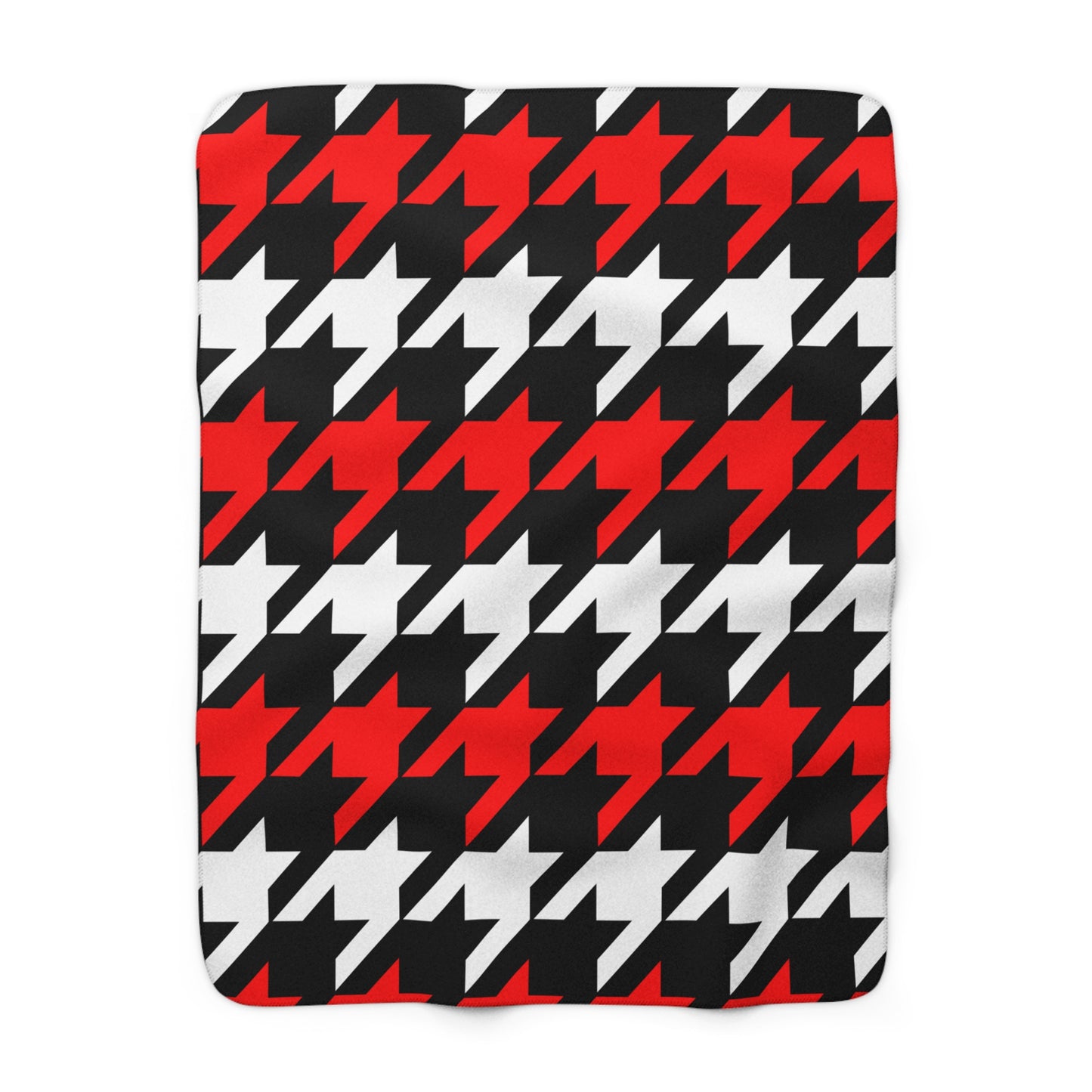 Black, White, Red Retro Houndstooth Blanket Throw