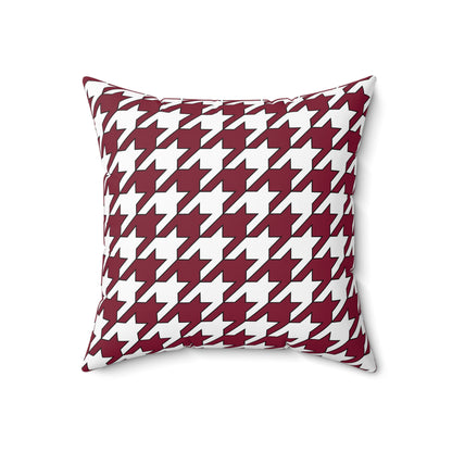 Claret, White Retro Houndstooth Cushion Pillow