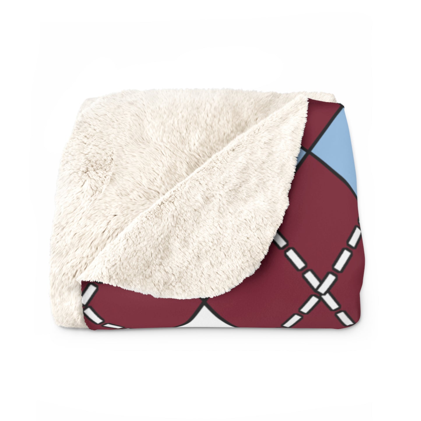 Claret, Blue, White Retro Argyle Blanket Throw