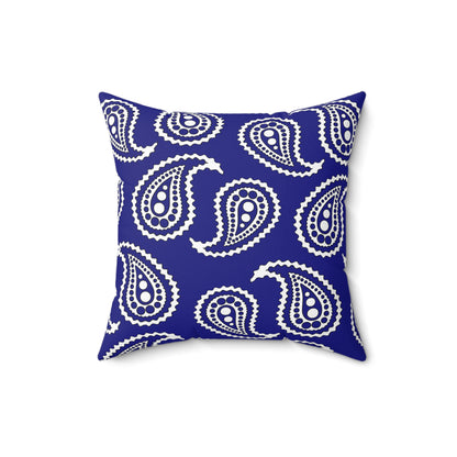Navy Blue, White Retro Paisley Cushion Pillow