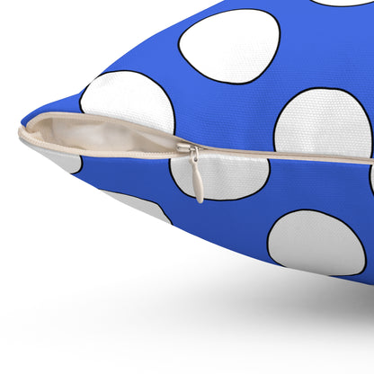 Royal Blue, White Retro Polka Dots Cushion Pillow