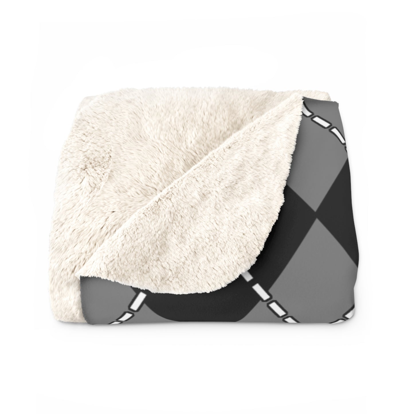 Grey, Black Retro Argyle Blanket Throw