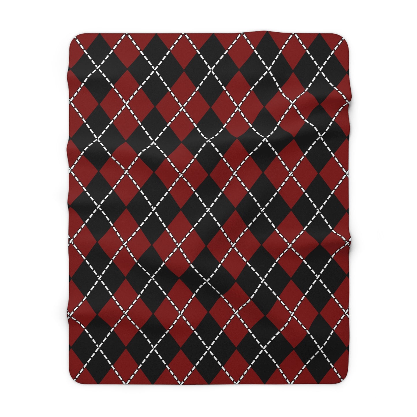 Maroon, Black Retro Argyle Blanket Throw