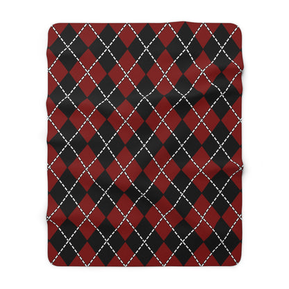 Maroon, Black Retro Argyle Blanket Throw